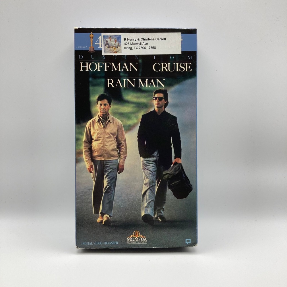Vintage VHS Cassette Tape 1988 Rain Man Dustin Hoffman Tom Cruise Valeria Golino